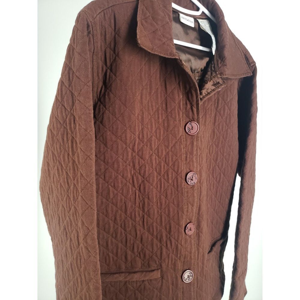 White Stag Jacket Womens Small Brown Quilted Button‎ Front Casual
